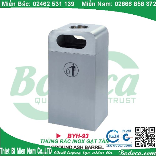 Thùng rác inox cao cấp có gạt tàn BYH-93